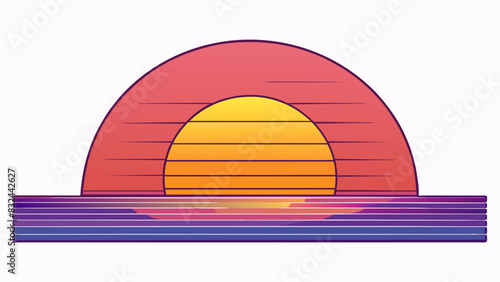 A perfect sunset with a sky painted in stunning shades of pink orange and purple casting a warm glow over the serene horizon.. Cartoon Vector.