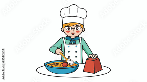 A person attempting to cook a complex dish without following a recipe or knowing proper cooking techniques.. Cartoon Vector.