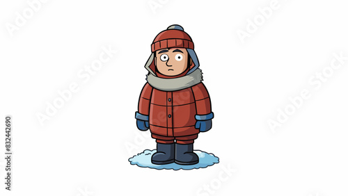 A person lost in a blizzard wearing a thick coat gloves and a hat to protect them from the harsh elements. They are surviving through preparedness and. Cartoon Vector.