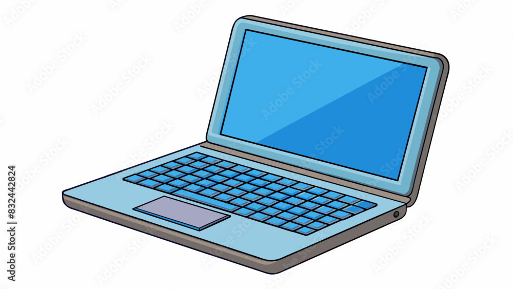 A plain rectangular laptop with a sleek flat screen and a thin flat keyboard.. Cartoon Vector. A plain rectangular laptop with a sleek flat screen and a thin flat keyboard.. Cartoon Vector.