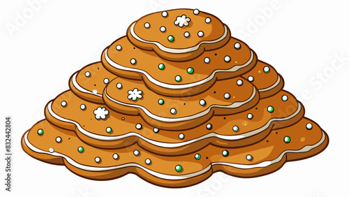 A pile of freshly baked gingerbread cookies decorated with icing and sugar sprinkles bringing a sweet and sugary delight to any holiday party.. Cartoon Vector.