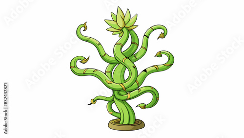 A plant with branches that twist and turn in unconventional ways almost like they are reaching out for soing.. Cartoon Vector.