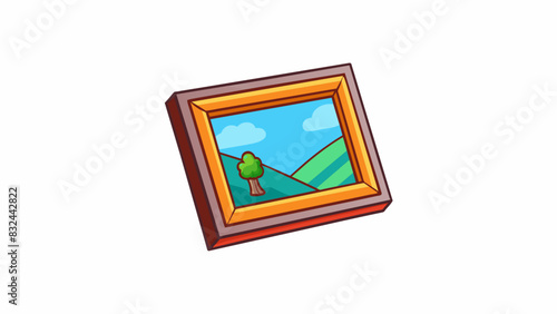 A plastic frame surrounding a painting with a smooth surface and clean lines. This framework is modern and sleek serving as a simple yet effective way. Cartoon Vector.