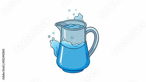A pitcher filled with water overflowing when more water is added illustrating how volume increases when more substance is added.. Cartoon Vector.