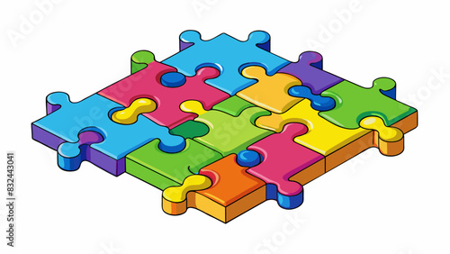 A puzzle with tered pieces their colorful and intricate designs tempting you to get lost in the challenge of putting them together and revealing the. Cartoon Vector.