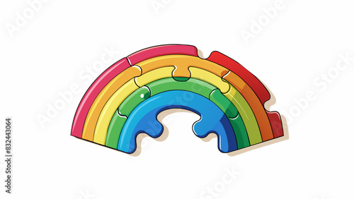 A rainbow made up of different puzzle pieces representing a candidate who values inclusivity and unity and who is able to bring diverse individuals. Cartoon Vector.