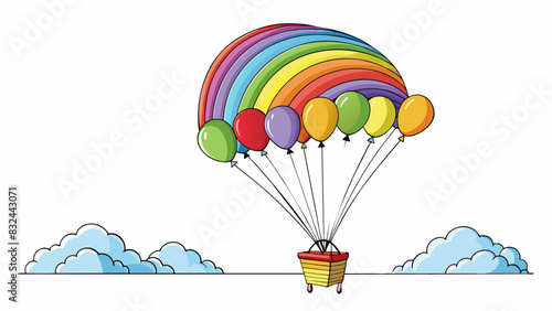 A rainbow of different colored balloons soaring in the sky guided by one large bold balloon at the front. The leaders colorful vision and ability to. Cartoon Vector.