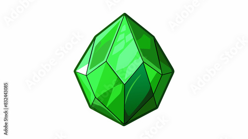 A rare gemstone that glows softly in the dark with a brilliant green hue. Its surface is rough and jagged resembling a rare and mystical crystal from. Cartoon Vector.