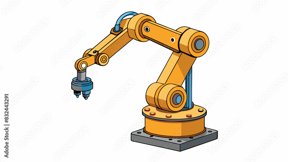 A robotic arm with a clawlike hand used in factories to precisely assemble small electrical components.. Cartoon Vector. A robotic arm with a clawlike hand used in factories to precisely assemble small electrical components.. Cartoon Vector.