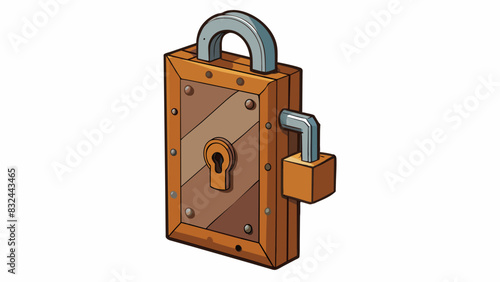 A rusted old lock on a door that cannot be od representing the truth of a closed and inaccessible past.. Cartoon Vector.