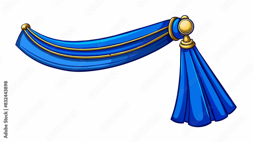 A silk sash in a vibrant shade of blue with elegant silver trim and a dangling tassel at the end. The sash is long and flowing making it ideal for. Cartoon Vector. A silk sash in a vibrant shade of blue with elegant silver trim and a dangling tassel at the end. The sash is long and flowing making it ideal for. Cartoon Vector.