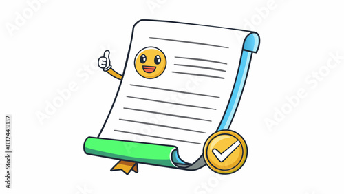 A signature at the bottom of a document confirming that it has been reviewed and found satisfactory.. Cartoon Vector.