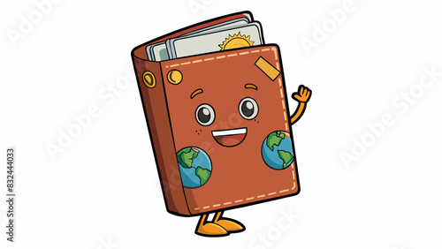 A sleek leatherbound passport with multiple visas and stamps entitles its holder to travel the world and explore new cultures.. Cartoon Vector.