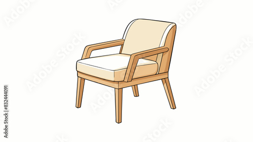 A sleek modern design chair made from lightcolored birch wood with clean lines and a minimalistic design. It is both functional and aesthetically. Cartoon Vector.