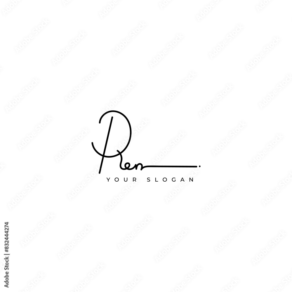 Obraz premium Ren name signature logo vector design