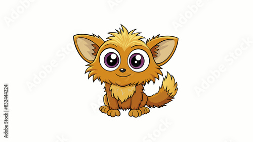 A small mischievous creature with fluffy fur and big curious eyes. It loves to climb and explore its surroundings often getting into trouble with its. Cartoon Vector.
