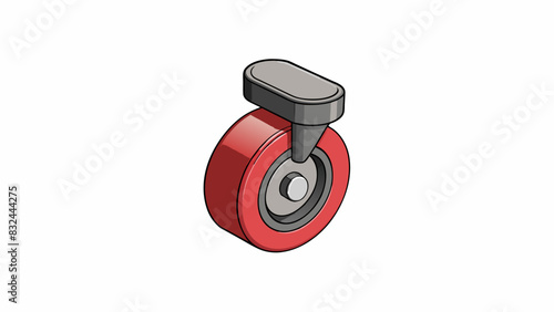 A small plastic wheel with a flat black surface and a small axle through the center. This wheel is found on the underside of a rolling office chair. Cartoon Vector.