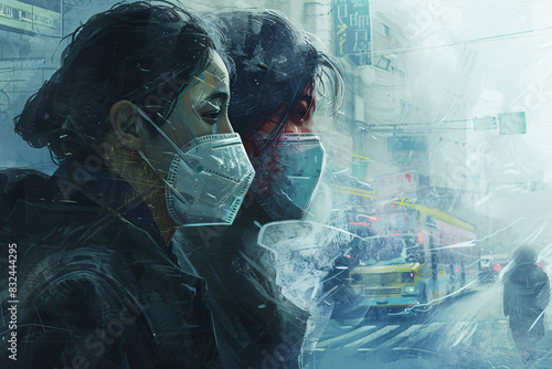 Surviving the Pandemic: An Illustration of Hope and Resilience. AI Generated. photo