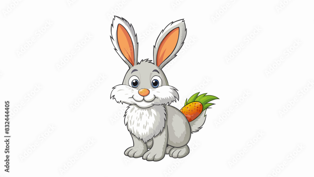A soft fluffy object with long ears and a tail known for its ability to hop and its love for carrots.. Cartoon Vector. A soft fluffy object with long ears and a tail known for its ability to hop and its love for carrots.. Cartoon Vector.