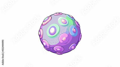 A spherical item that is bumpy and textured to touch. It has a rainbow of colors swirling on its surface and emits a faint lavender scent when. Cartoon Vector.