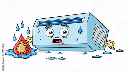 A sudden drop in room temperature indicating that the air conditioning has turned on.. Cartoon Vector.