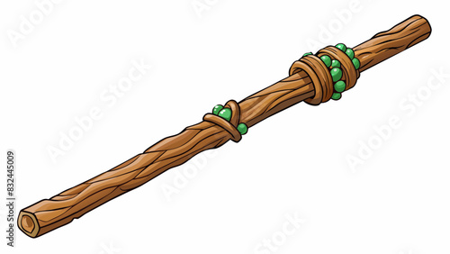 A sy stick found in the forest thick and solid with a rugged appearance. It has natural knots and grooves along its surface and feels weighty in hand.. Cartoon Vector.