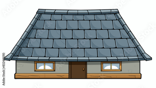 A sy slate roof covering a traditional stone cottage symbolic of Wales long history of quarrying and skilled craftsmanship in building homes and. Cartoon Vector.