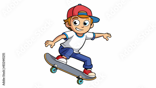A teenage boy with a skateboard tucked under his arm wearing a backwards baseball cap and a loosefitting tshirt effortlessly exeing tricks in a. Cartoon Vector.