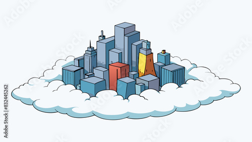 A thick layer of fog that blankets the city reducing visibility and creating a damp and mysterious atmosphere. Its thickness adds a sense of depth and. Cartoon Vector.