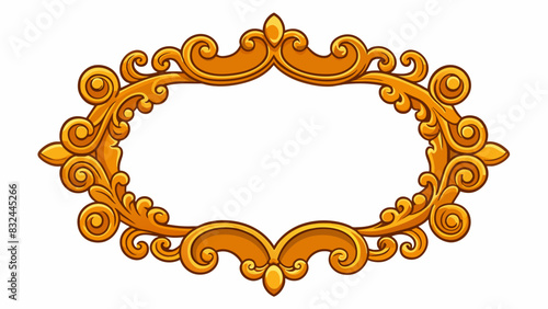 A thick ornate frame made of golden resin with intricate engravings and intricate details on each edge perfect for adding a touch of elegance to a. Cartoon Vector.