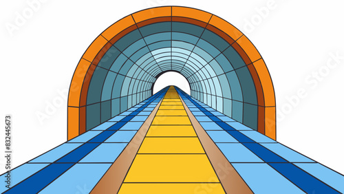 A tunnel that starts out wide and welllit but as you make your way through the walls begin to close in and the light becomes fainter creating a sense. Cartoon Vector.