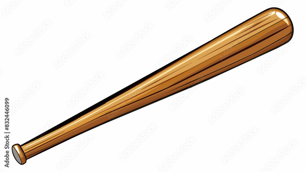 A wooden baseball bat its polished surface reflecting the sunlight. The grain of the wood can be seen running along the length of the bat giving it a. Cartoon Vector. A wooden baseball bat its polished surface reflecting the sunlight. The grain of the wood can be seen running along the length of the bat giving it a. Cartoon Vector.