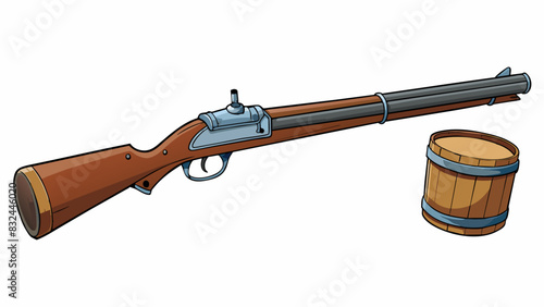 A wellworn musket with a rusted barrel symbolizing the struggles and sacrifices of soldiers during the American Revolution.. Cartoon Vector.