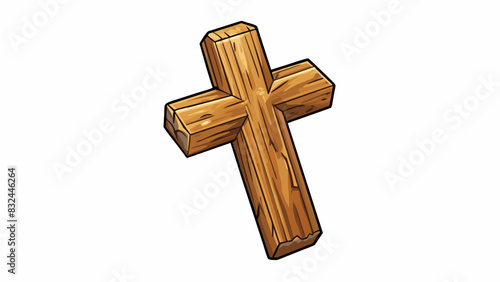A worn wooden cross representing the ultimate sacrifice and forgiveness.. Cartoon Vector.