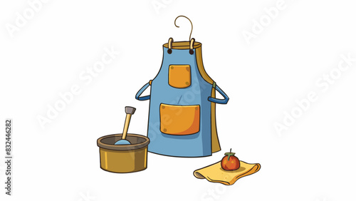 A wornout apron stained with memories carefully watching over a bubbling pot on the stove.. Cartoon Vector.