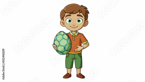 A young boy spots a peculiarlooking rock and picks it up only to realize its actually a perfectly preserved dinosaur egg.. Cartoon Vector.