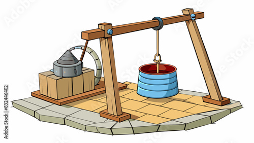 Along the Nile River farmers used a shaduf a simple lever and pulley system to lift buckets of water and irrigate their crops. This essential tool was. Cartoon Vector.