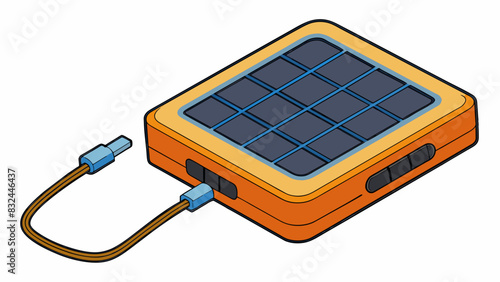 Alternative 5 A lightweight and compact portable solar charger with multiple USB ports offering an offgrid alternative to traditional electricity. Cartoon Vector.