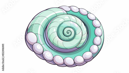 Amidst a sea of colorful sea shells I spotted a smooth pearlescent spiral with intricate ridges and bumps. Describing the objects texture and shape. Cartoon Vector.