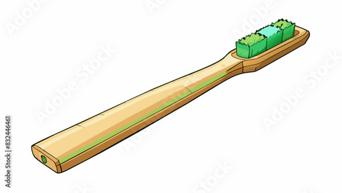 Alternative 4 A biodegradable bamboo toothbrush with soft bristles packaged in recycled cardboard instead of plastic. It offers an environmentally. Cartoon Vector.