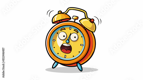 An alarm clock with a loud persistent buzzing sound alerting the sleeper that it is time to wake up or be late for soing.. Cartoon Vector.