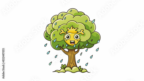 As the storm rages on outside a sy tree surrenders to the forces of nature releasing its seeds into the wild to grow into strong independent trees of. Cartoon Vector.