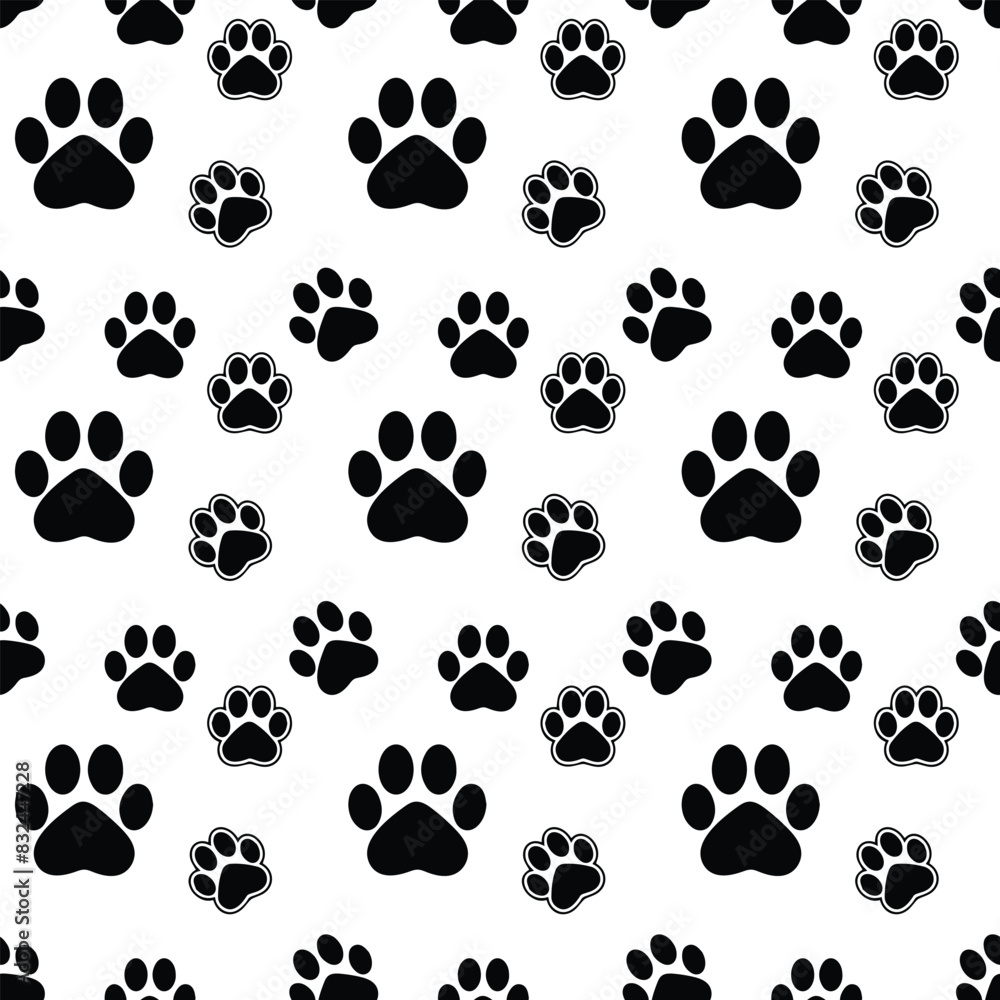 Fototapeta premium Cats Paws Seamless Vector Pattern Design
