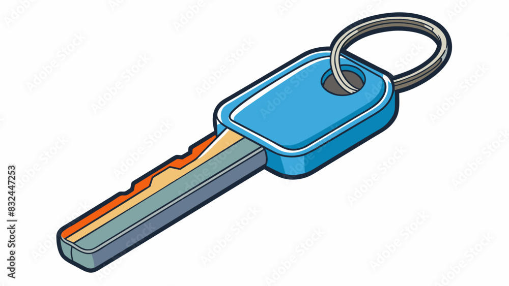 Attaching a key to a keychain The key made of metal is inserted into a small circular keyring made of durable plastic. The keyring has a springloaded. Cartoon Vector. Attaching a key to a keychain The key made of metal is inserted into a small circular keyring made of durable plastic. The keyring has a springloaded. Cartoon Vector.
