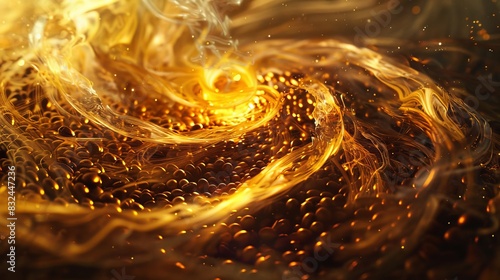 Golden abstract background with glowing particles for design and branding