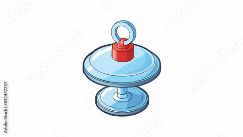 Attaching a suction cup to a window The suction cup made of clear plastic is pressed firmly against the window to create a tight seal. It has a small. Cartoon Vector.
