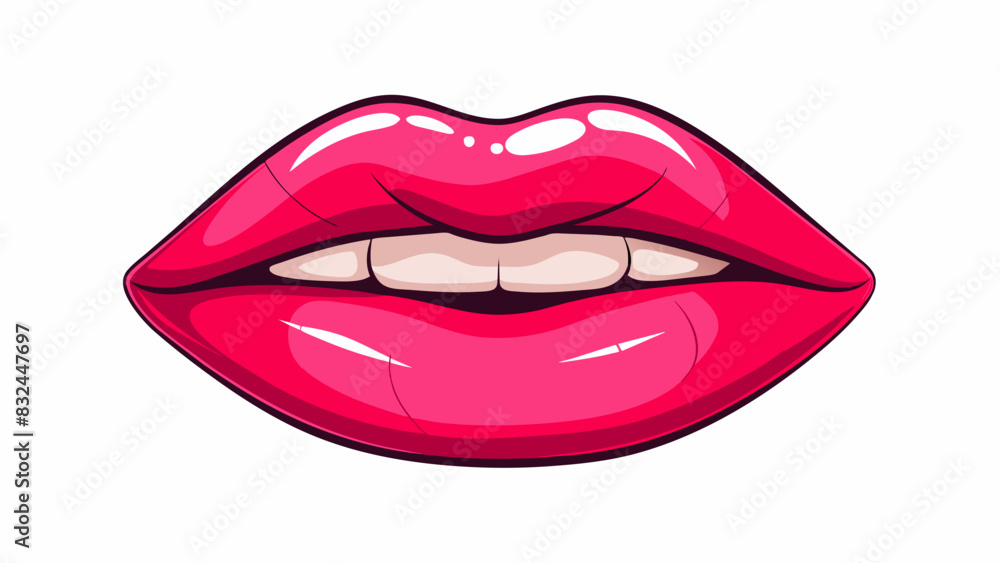 Glossy and vibrant With a shiny and vibrant finish these lips demand attention and exude a gl aura.. Cartoon Vector. Glossy and vibrant With a shiny and vibrant finish these lips demand attention and exude a gl aura.. Cartoon Vector.