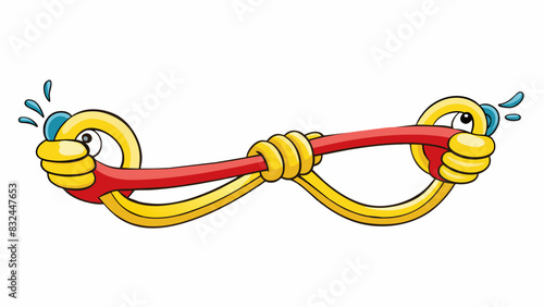 Exhibit the flexibility of a rubber band by stretching it between your fingers and watching it bounce back into shape when released.. Cartoon Vector.