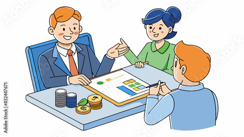 Financial Assessment A financial advisor assesses a clients financial situation by looking at their income expenses assets and debts. They also. Cartoon Vector.