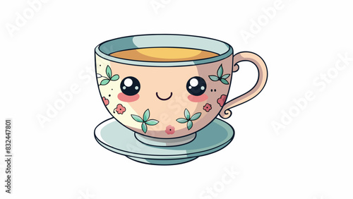 I carefully lifted the delicate teacup to my lips filled with fragrant tea. Its tiny handle and delicate floral pattern made it seem like a work of. Cartoon Vector.